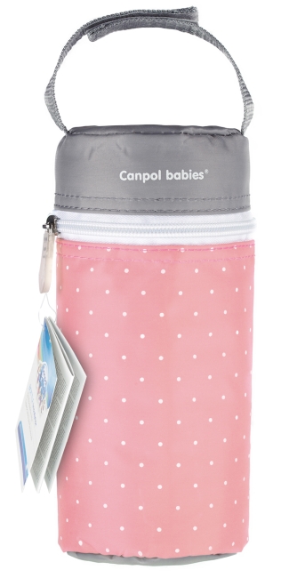 Canpol Babies Termoobal na fľašu Bodky ružovo-sivý