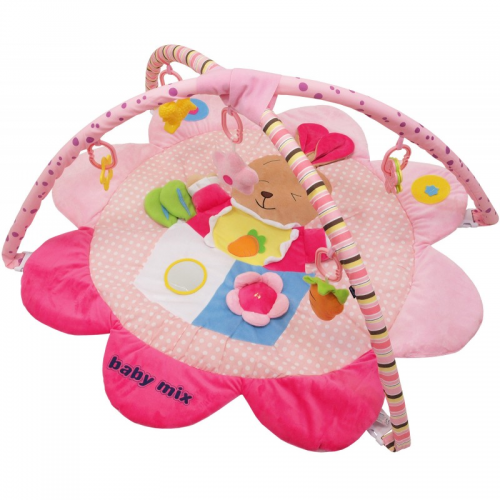 Baby Mix Zajačik ružový 3133C hracia deka