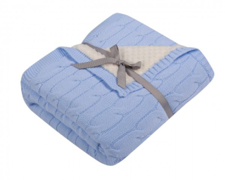 DuetBaby obojtranná deka pletená/Soft modrá