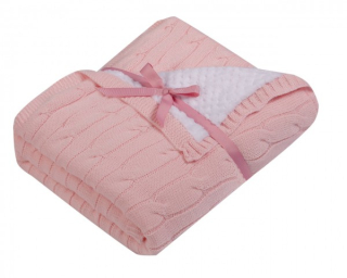 DuetBaby obojtranná deka pletená/Soft ružová
